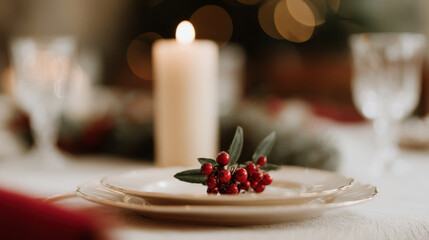 beautifully arranged christmas dinner table in usa featuring elegant decorations and single striking centerpiece