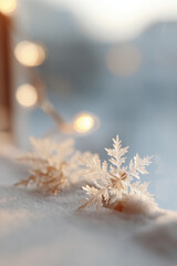 closeup view of snowflakes delicately resting on frosted window intricate patterns and sparkling details