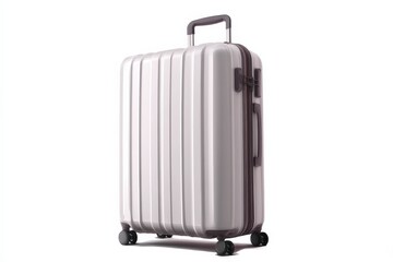 Sleek silver suitcase ready for your next adventure.  Perfect for a weekend getaway or a longer trip.