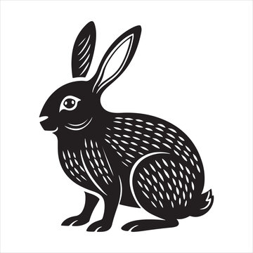 black rabbit sitting, side view clip art preview