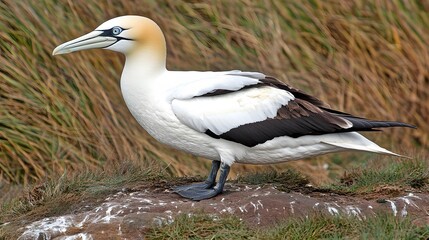 Obraz premium Majestic Gannet Bird on Coastal Rock Stunning Wildlife Photography