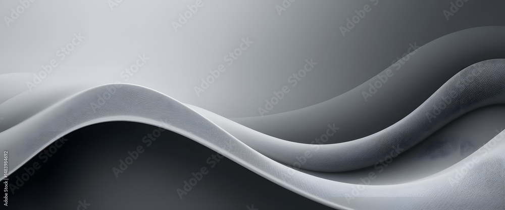 Aufkleber Abstract Gray Design, Flowing Curves, Subtle Motion, And Elegant Depth. Smooth Gradient Texture Background. Calm Undulating Visuals. Monochrome Palette.