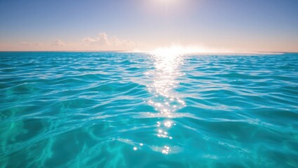 Fototapeta premium Sunlight Reflections Over Clear Turquoise Ocean Horizon