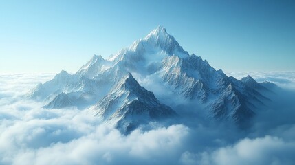 Majestic mountain peak above clouds