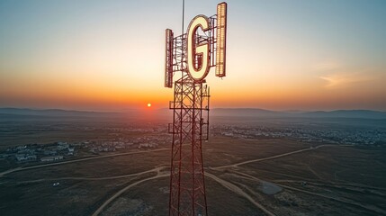 Sunset over Gigi Tower: Aerial View of a Telecommunication Tower at Golden Hour