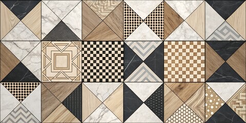 Elegant geometric tile design with varied textures for seamless background