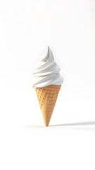 Ice cream cone vanilla soft serve dessert summer treat isolated white background