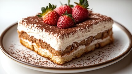 Tiramisu dessert with strawberries