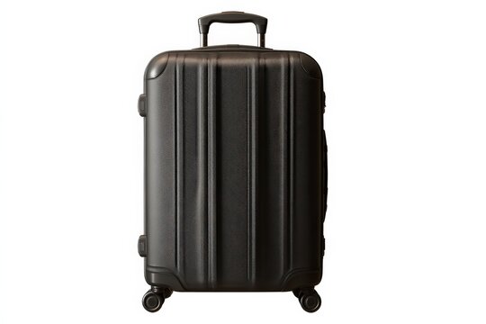 Sleek black suitcase ready for travel. Perfect for a weekend getaway or business trip.