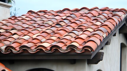 Naklejka premium Spanish Style Clay Tile Roof Architecture House