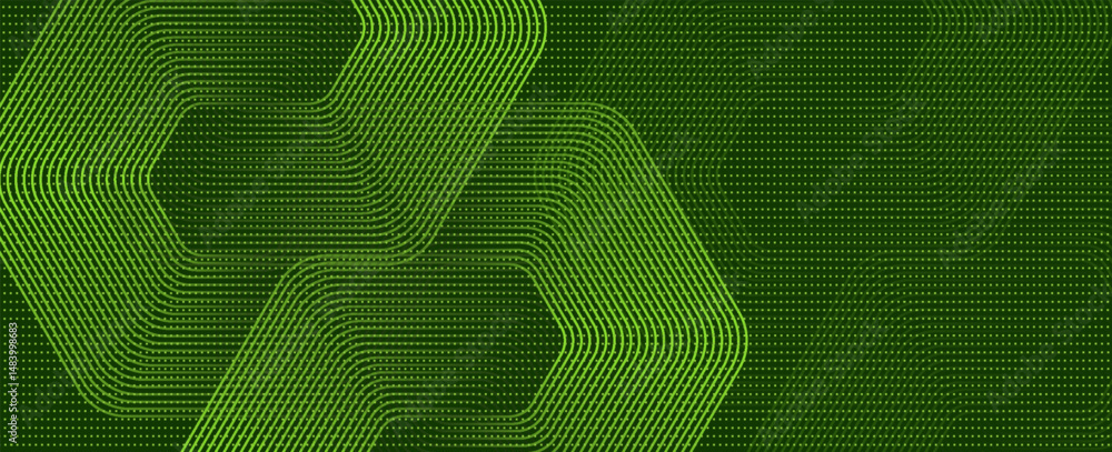 Poster abstract green background with glowing geometric lines. modern shiny green hexagon lines pattern. te