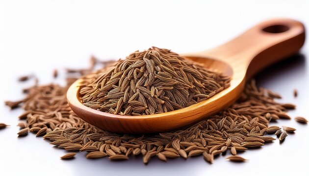 cumin seeds in a wooden spoon