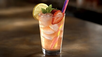 Strawberry Lemonade with Mint and Ice