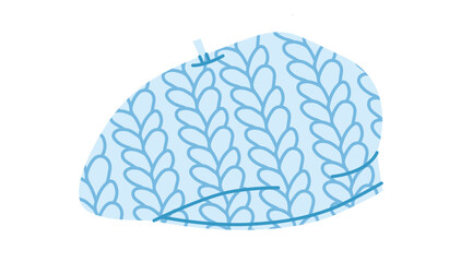 Knitted Beret Hat. Winter Head Fashion accessory cap clothing technical illustration. Vector headgear for Men, women, unisex style, flat template CAD mockup sketch outline isolated