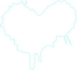 Heart-shaped water form with neon outline featuring smooth hollow contours and organic splash structure.