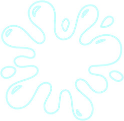 Small blotch with floral silhouette in neon outline showing hollow water smudge with radial organic splash pattern.