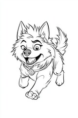 Naklejka premium Playful cartoon dog character running joyfully, perfect for children's art projects.