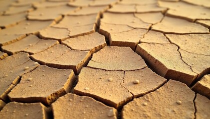 Dry, cracked earth texture Rough, rocky ground surface Desert landscape detail , barren, dry