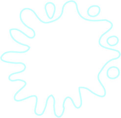 Compact water stain with concentrated neon lines forming a minimal rounded blot shape.