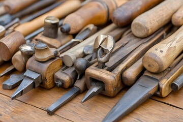 Antique Woodworking Tools Collection Closeup