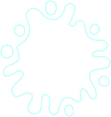 Exploding splash form with radial spikes and hollow neon contours mimicking a bursting water star.