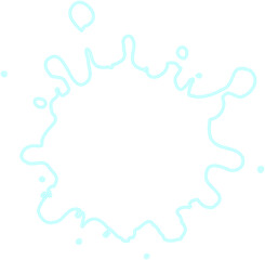 Continuous vertical streak with fluid neon contour and narrow water splash shape with hollow core.