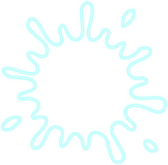 Radial star made of drop shapes with bright neon contours forming a symmetrical splash pattern.
