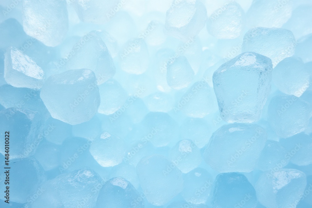 Aufkleber ice cubes in varying sizes with a blue gradient background