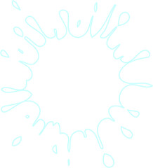 Expanding splash form with symmetrical spikes and vivid hollow contour outlining the burst.