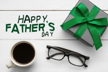 Father's Day celebration with gift and coffee.