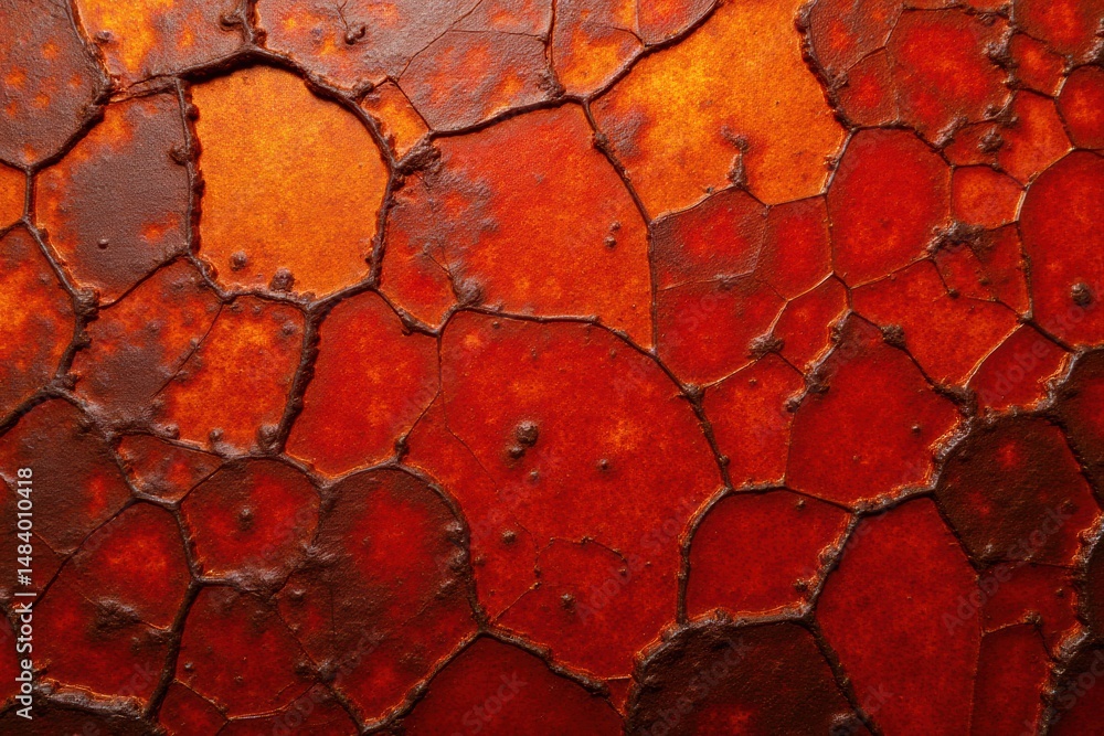Poster textured red and orange wall surface with abstract pattern