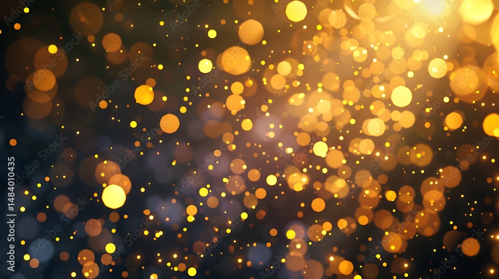 Poster golden bokeh abstract background with glowing light and sparkles
