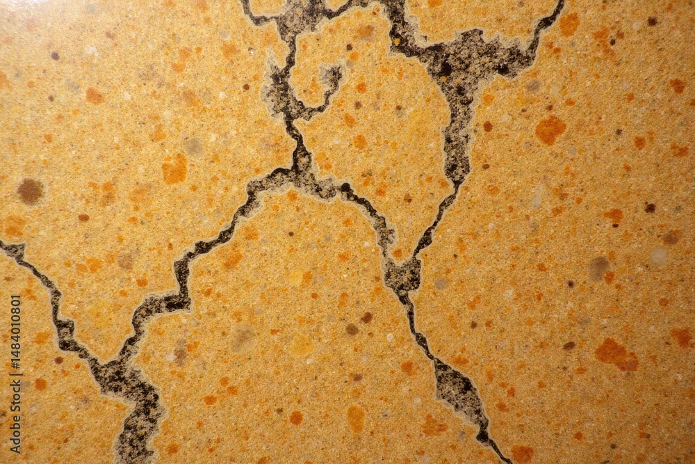 Poster abstract textured surface with cracked orange and yellow pattern
