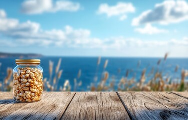 Coastal snack jar on weathered wood