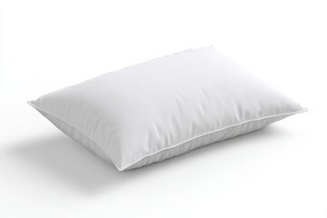 Soft, white pillow resting on a white background.  Clean and simple.