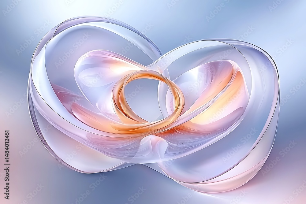Poster abstract swirling shapes with soft colors and smooth curves