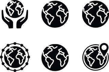 Obraz premium Global Connection Striking World Hands Solutions Navigating Earth Care Vector Icons