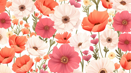 Professional Floral Seamless Background Cartoon Vector Illustration for Versatile Usage