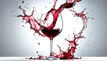 Fototapeta premium Red wine is poured into the glass in the vineyard. Background concept. Generated Image