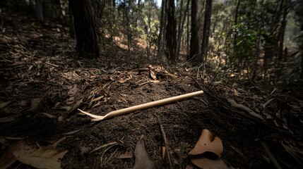 Wooden Stick on Forest Anthill Ground Nature Scene