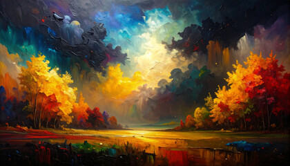 Naklejka premium Palette knife splashing harmony. Background concept. Generated Image