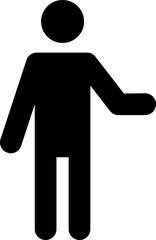 Black pictogram of a man standing shaking hands