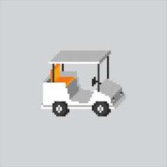 Pixel art illustration Golf Car. Pixelated Golf Caddy. Golf Car Caddy Cart Icon pixelated for the pixel art game and icon for website and video game. old school retro.