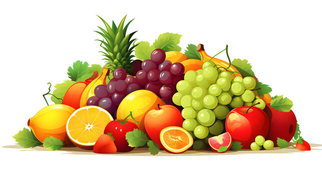 recommend clip art: Colorful Fresh Fruits Cartoon Illustration for Healthy Eating Concept