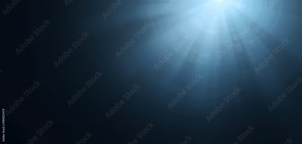 Leinwandbilder Gradient Of Light, Flowing From Darkness To Light Blue, A Soft Texture. An Airy Design Evoking Depth, With Radiating Light Diffusing Outward. An Abstract Modern Image, Full Of Calmness.