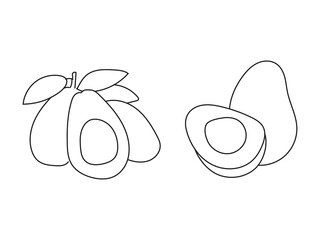 Illustration line art avocado simple with blank background