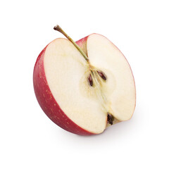 Half of ripe red apple - perfectly cut out PNG image, and the shadow is also isolated from the...