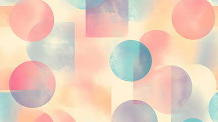 Subtle geometric symphony with pastel hues and watercolor textures layers