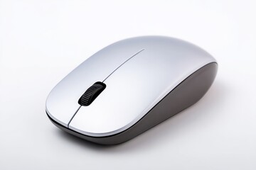 Sleek silver wireless computer mouse on a white background. Perfect for productivity and modern aesthetics.