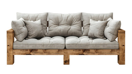 Cream and brown color sofa furniture isolated on transparent background
